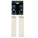 Gold-Tone & Multi Colored Metal Tassel-Earrings With Crystal Accents