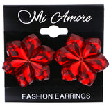 Mi Amore Flower Post-Earrings Red