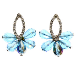 Mi Amore Faceted AB Finish Post-Earrings Blue & Silver-Tone