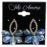 Mi Amore Faceted AB Finish Post-Earrings Blue & Silver-Tone