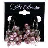 Mi Amore AB Finish Dangle-Earrings Pink/Silver-Tone