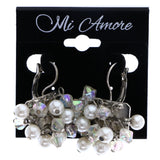 Mi Amore AB Finish Dangle-Earrings White/Silver-Tone