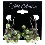 Mi Amore AB Finish Dangle-Earrings Green/Silver-Tone