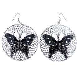 Mi Amore Butterfly Dangle-Earrings Silver-Tone/Black