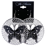 Mi Amore Butterfly Dangle-Earrings Silver-Tone/Black
