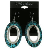 Silver-Tone & Multi-Colored Plastic Hoop-Earrings