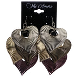 Mi Amore Heart Chandelier-Earrings Silver-Tone/Gold-Tone