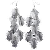 Mi Amore Leaf Chandelier-Earrings Silver-Tone