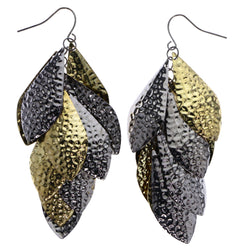 Mi Amore Textured Dangle-Earrings Gold-Tone/Dark-Silver