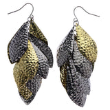 Mi Amore Textured Dangle-Earrings Gold-Tone/Dark-Silver