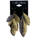 Mi Amore Textured Dangle-Earrings Gold-Tone/Dark-Silver