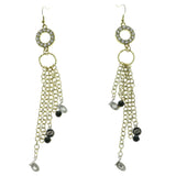 Gold-Tone Metal Dangle-Earrings With Crystal Accents