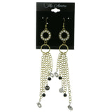 Gold-Tone Metal Dangle-Earrings With Crystal Accents