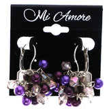 Mi Amore AB Finish Dangle-Earrings Purple/Silver-Tone