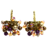 Mi Amore AB Finish Dangle-Earrings Purple/Gold-Tone