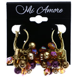 Mi Amore AB Finish Dangle-Earrings Purple/Gold-Tone