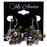 Mi Amore AB Finish Dangle-Earrings Silver-Tone/Brown