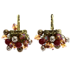 Mi Amore AB Finish Dangle-Earrings Red/Gold-Tone