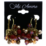 Mi Amore AB Finish Dangle-Earrings Red/Gold-Tone