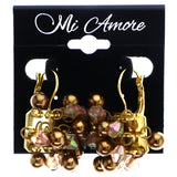 Mi Amore AB Finish Dangle-Earrings Brown/Gold-Tone