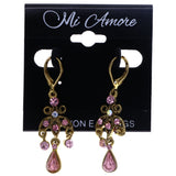 Mi Amore AB Finish Antiqued Dangle-Earrings Gold-Tone & Pink