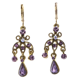 Mi Amore AB Finish Antiqued Dangle-Earrings Gold-Tone & Purple