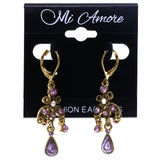 Mi Amore AB Finish Antiqued Dangle-Earrings Gold-Tone & Purple