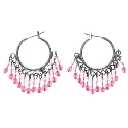 Mi Amore AB Finish Hoop-Earrings Silver-Tone/Pink