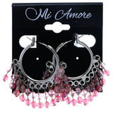 Mi Amore AB Finish Hoop-Earrings Silver-Tone/Pink