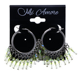 Mi Amore AB Finish Hoop-Earrings Silver-Tone/Green