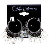 Mi Amore AB Finish Hoop-Earrings Silver-Tone/White