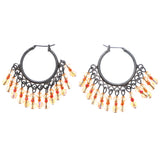 Mi Amore AB Finish Antiqued Hoop-Earrings Silver-Tone & Orange