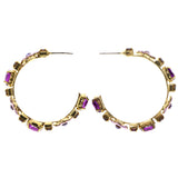 Mi Amore Flower Antiqued Dangle-Earrings Gold-Tone & Purple