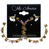 Mi Amore Flower Antiqued Dangle-Earrings Gold-Tone & Purple