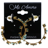 Mi Amore Flower Antiqued Dangle-Earrings Gold-Tone & Blue