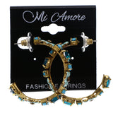 Mi Amore Flower Antiqued Dangle-Earrings Gold-Tone & Blue