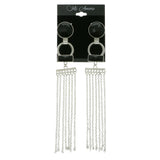 Metal Tassel-Earrings With Crystal Accents Silver-Tone & Black