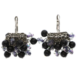 Mi Amore AB Finish Dangle-Earrings Black/Silver-Tone