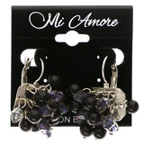 Mi Amore AB Finish Dangle-Earrings Black/Silver-Tone