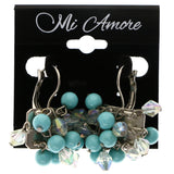 Mi Amore AB Finish Dangle-Earrings Blue/Silver-Tone