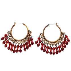 Mi Amore AB Finish Antiqued Hoop-Earrings Bronze-Tone & Red