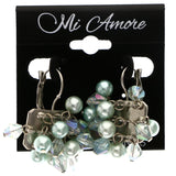 Mi Amore AB Finish Dangle-Earrings Green/Silver-Tone