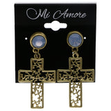 Mi Amore AB Finish Cross Drop-Dangle-Earrings Gold-Tone & Blue