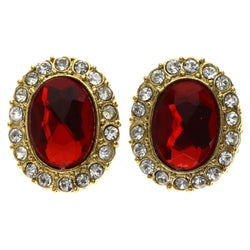 Mi Amore Post-Earrings Red/Gold-Tone