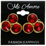 Mi Amore Post-Earrings Red/Gold-Tone