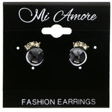 Mi Amore Post-Earrings Black/Silver-Tone