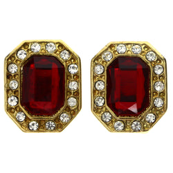 Mi Amore Post-Earrings Red/Gold-Tone