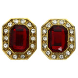 Mi Amore Post-Earrings Red/Gold-Tone