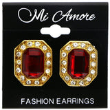 Mi Amore Post-Earrings Red/Gold-Tone