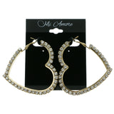 Gold-Tone Metal Heart Hoop-Earrings With Crystal Accents